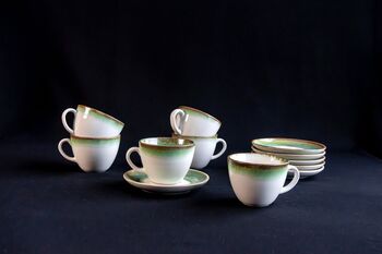 Mix And Match 12 Handmade Pottery Tea Cup Andsaucer Set, Porcelain Tableware Cup, 4 of 12