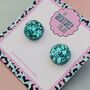 Circle Glitter Resin Stud Earrings Pink, Rainbow, Teal, Pink And Black, Neon Green, thumbnail 2 of 12