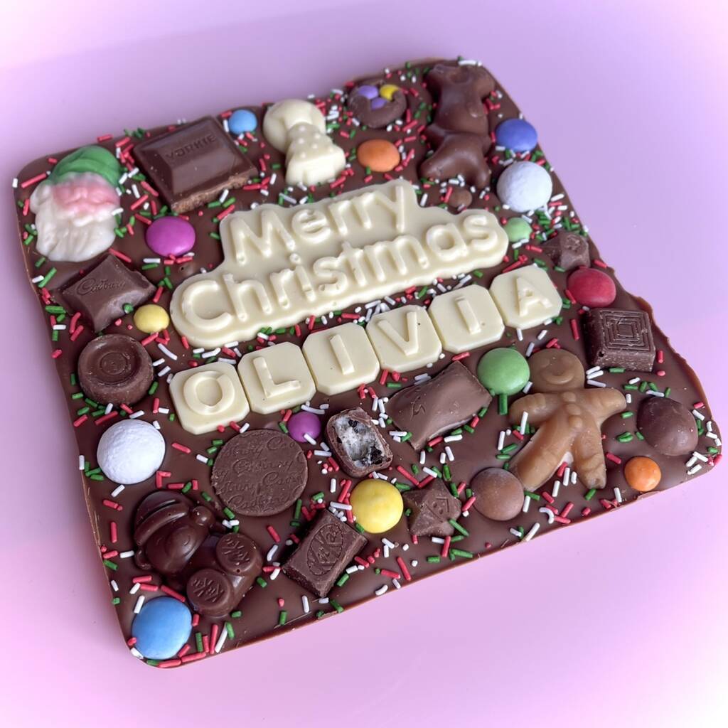 Merry Christmas Personalised Chocolate Slab By Choc Til You Drop