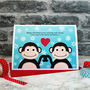 'Monkeys' Personalised Couple Christmas Card, thumbnail 3 of 3