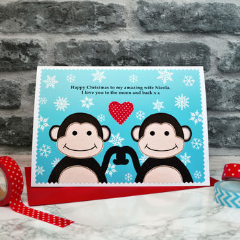 'Monkeys' Personalised Couple Christmas Card, 3 of 3
