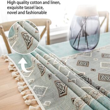 Cotton Linen Tablecloth Tassel Tabletop Decoration, 3 of 7