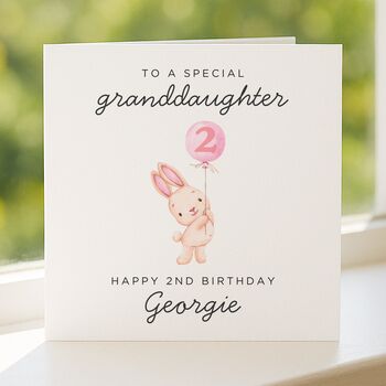 Personalised Bunny 2nd Birthday Card For Granddaughter, 4 of 7