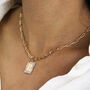 Rectangle Initial Pendant Chunky Chain Necklace, thumbnail 2 of 10