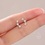 Sterling Silver Tiny Cz Trio Constellation Stud Earrings, thumbnail 5 of 10