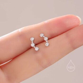 Sterling Silver Tiny Cz Trio Constellation Stud Earrings, 5 of 10