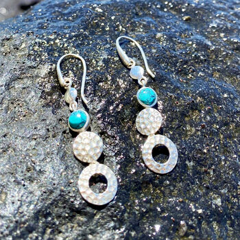 Lakshmi Turquoise Drop Earrings Silver Or Gold Plated, 2 of 12