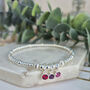 Sterling Silver 925 Family Childrens Birthstones Stretch Bead Bracelet, thumbnail 3 of 7