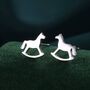 Sterling Silver Tiny Rocking Horse Stud Earrings, thumbnail 1 of 11