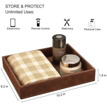 Brown Pu Leather Vanity Tray, 2 of 8