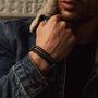 Men's Personalised Engraved Black Onyx And Silver Hematite Bracelet Adjustable Clasp, thumbnail 3 of 6