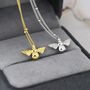 Tiny Bumble Bee Pendant Necklace In Sterling Silver, thumbnail 7 of 12