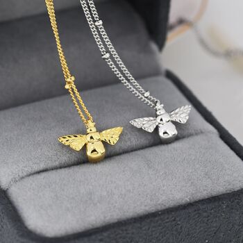 Tiny Bumble Bee Pendant Necklace In Sterling Silver, 7 of 12