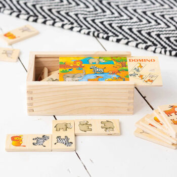 Personalised Safari Wooden Domino Toy Set, 4 of 6