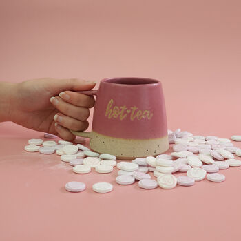 Hot Tea Handmade Ceramic Mug, White Or Pink Hottie Gift, 4 of 7