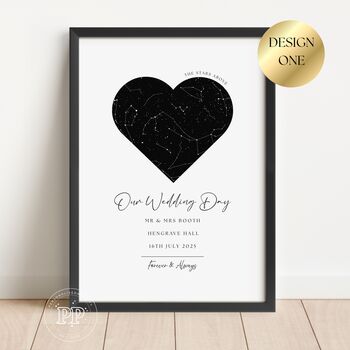 Personalised Star Map Wedding Print, Wedding Gift, 2 of 4