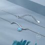 Sterling Silver Blue Opal Wave Pendant Necklace, thumbnail 7 of 12