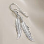 Sterling Silver Dangly Lucky Feather Earrings, thumbnail 4 of 7
