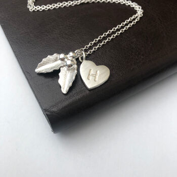 Personalised Holly And Initial Heart Necklace, 4 of 10