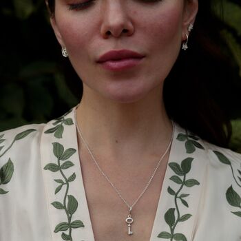 Sterling Silver Key Charm Necklace, 3 of 6