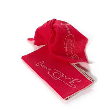 Set Of Two Red Wine Linen Embroidered Napkins, 2 of 2