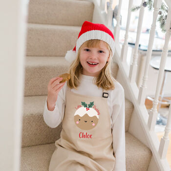 Personalised Kids Christmas Pudding Baking Apron, 4 of 5