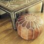 Moroccan Leather Pouffe Tan Filled, thumbnail 1 of 2