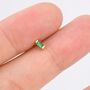 Sterling Silver Extra Tiny Emerald Green Baguette Cz Screw Back Earrings, thumbnail 3 of 11