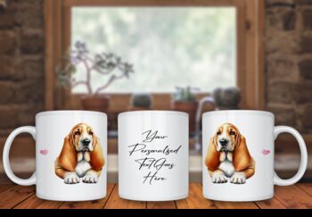 Personalised Basset Hound Dog Hearts Pet Gift Mug, 2 of 2
