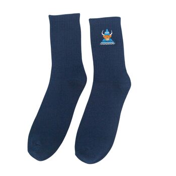 Men's Highland Cow Embroidered Cotton Socks Three Pack, 5 of 5