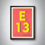 E13 East Ham Typography Postcode Print, thumbnail 5 of 11
