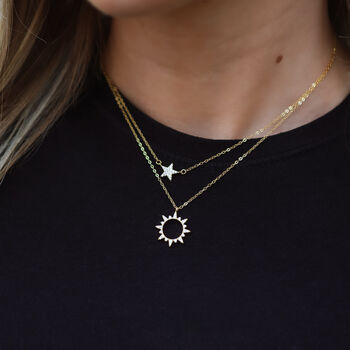 Everly Sun And Star Double Layer Necklace, 3 of 7