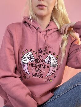 My Book Boyfriend Has Wings Embroidered Sweatshirt, 4 of 4