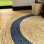 Blue Border Round Jute Rug, thumbnail 2 of 4