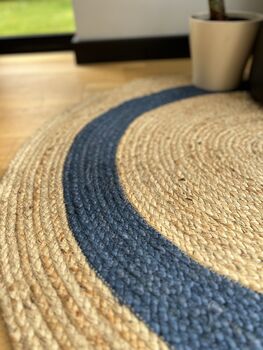 Blue Border Round Jute Rug, 2 of 4