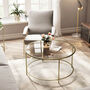 Round Glass Coffee Table With Gold Steel Frame, thumbnail 1 of 7