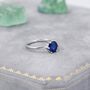 Sterling Silver One Carat Sapphire Blue Cz Brilliant Cut Ring, thumbnail 6 of 12