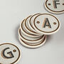 G Decor Pub Black Gold Tile Monogram Alphabet Coasters, thumbnail 1 of 10