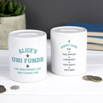 Personalised 'Uni Funds' Keepsake Money Box, 4 of 7