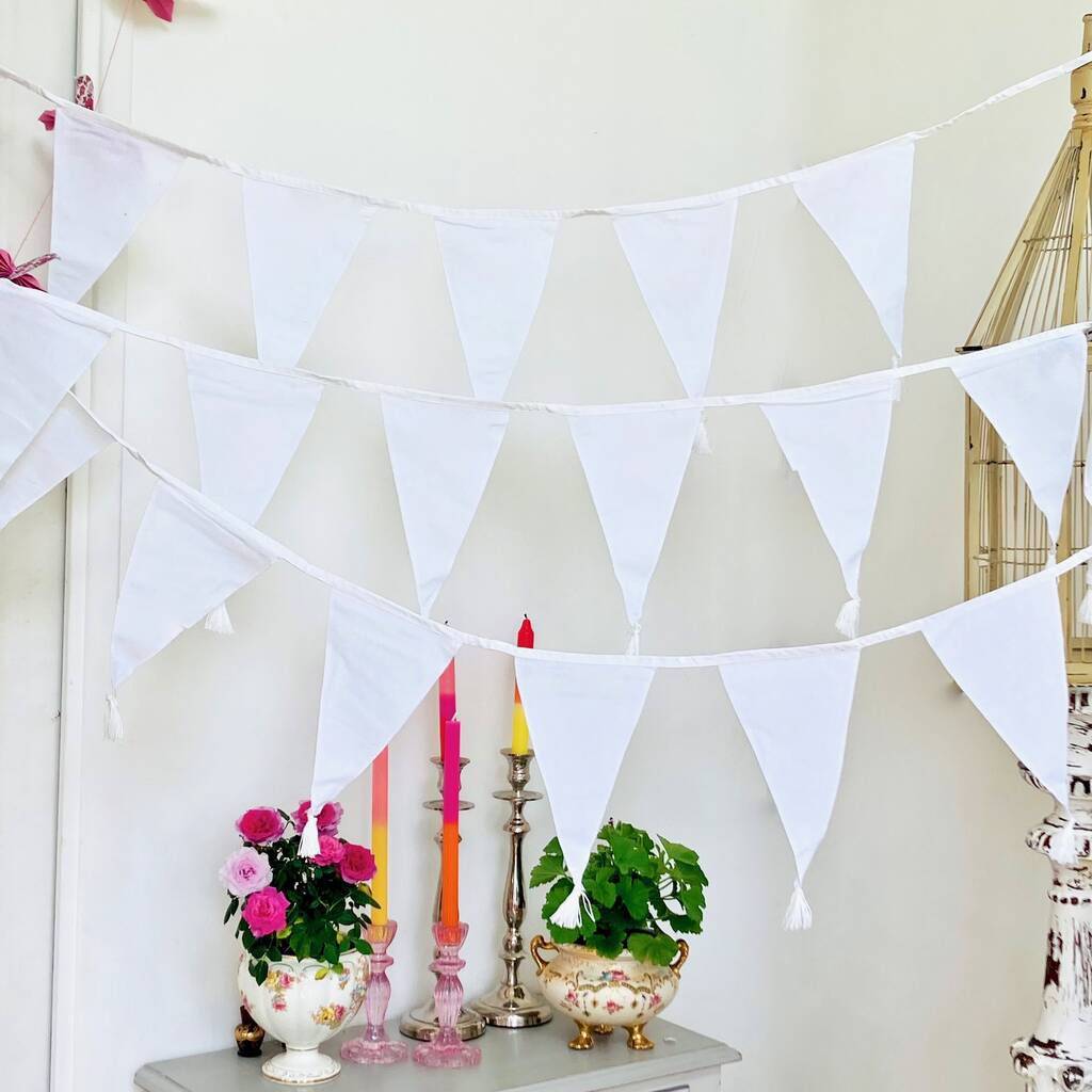 White Cotton Wedding / Party Bunting ~ 4m, 1 of 4