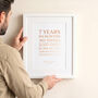 Seven Years Together Foiled Copper Anniversary Timeline Print, thumbnail 1 of 4