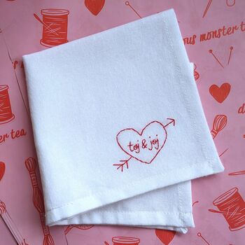 Personalised Initials Heart Handkerchief With Date, 3 of 6