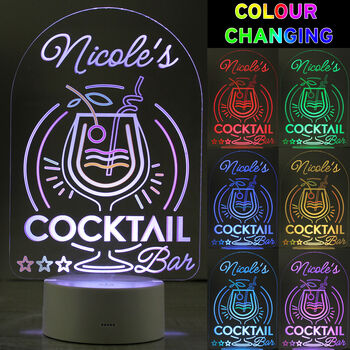 Personalised LED Colour Changing Cocktail Bar Light, 2 of 5