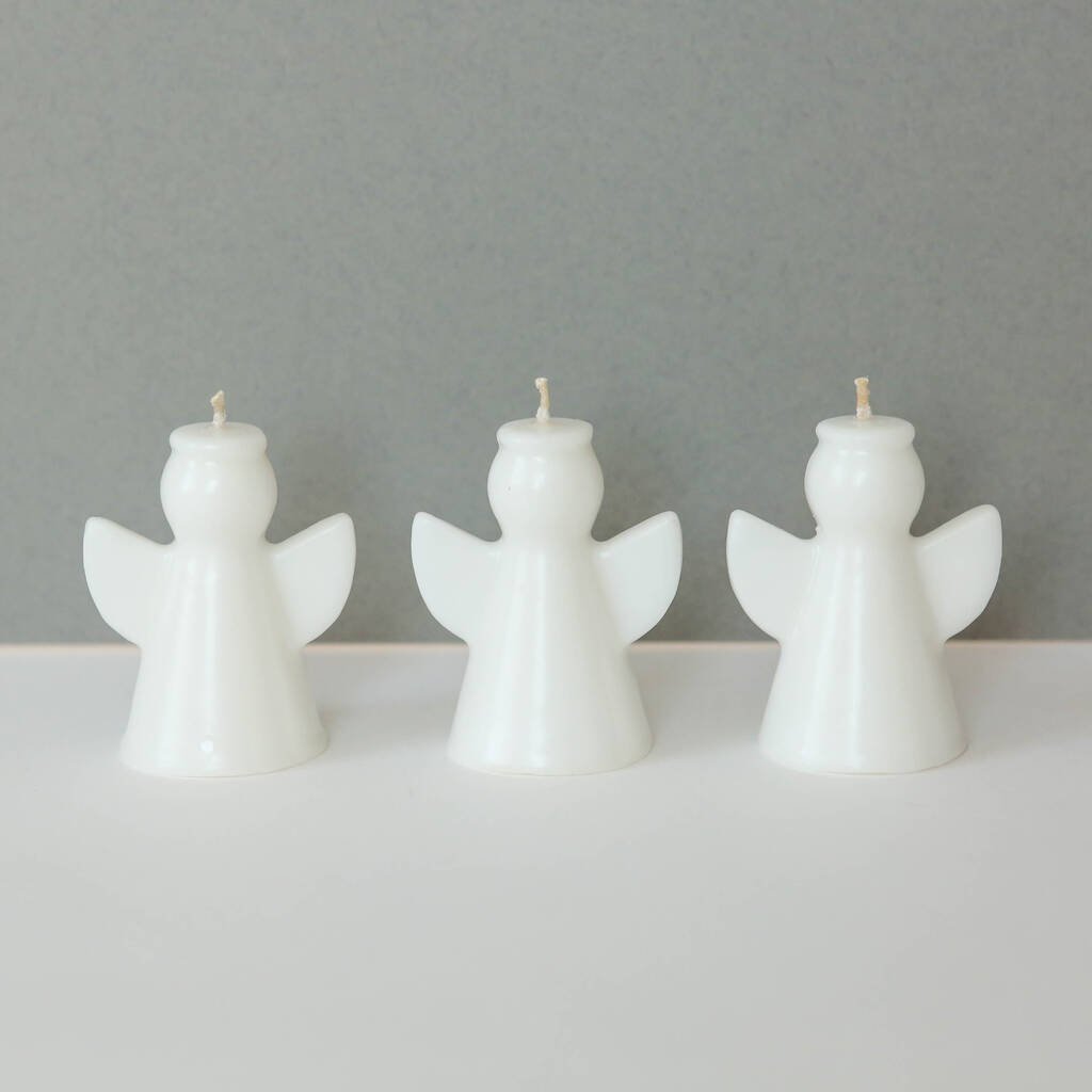 Trio Of Festive Angel Candles By Berylune