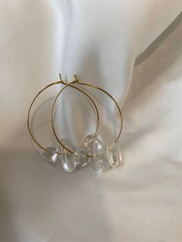 Large Clear Quartz Crystal Hoop Earrings, 2 of 8