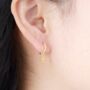 Gold Beaded Cross Hoop Earrings, thumbnail 2 of 7