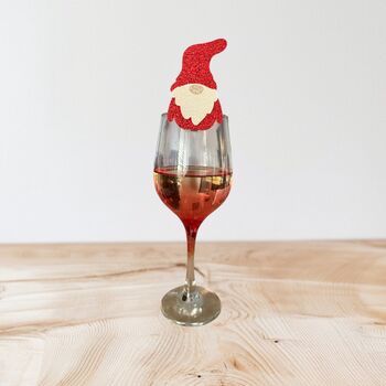 Six X Christmas Gnome Glitter Drinks Toppers, Cocktails, Mulled Wine, Festive Drinks, Scandinavian Gnom, 2 of 7
