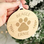 Personalised Dog Round Wooden Bauble, thumbnail 2 of 4