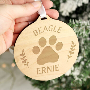 Personalised Dog Round Wooden Bauble, 2 of 4