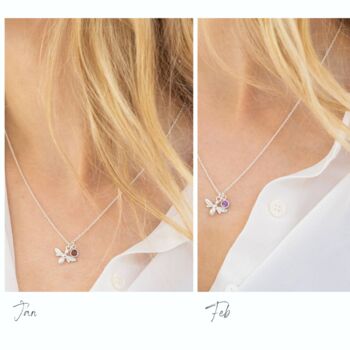 Sterling Silver Bee Necklace With Birthstone Charm, 6 of 10